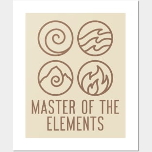 Master Of The Elements of nature fire wind water earth Posters and Art